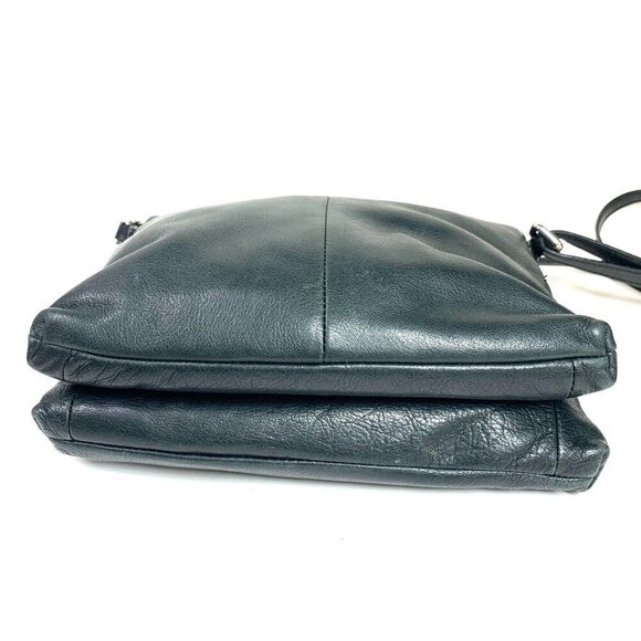 Margot Double Compartment Crossbody Bag Bottle Green Leather Silver 10" x 8.5" - Picture 4 of 7